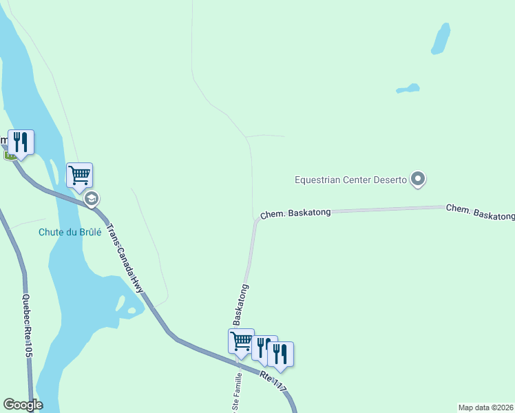 map of restaurants, bars, coffee shops, grocery stores, and more near 85 Chemin Baskatong in Outaouais
