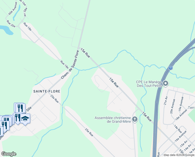 map of restaurants, bars, coffee shops, grocery stores, and more near 2951 Rue des Hydrangées in Shawinigan