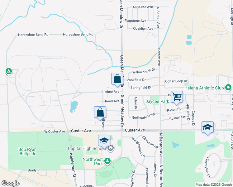 map of restaurants, bars, coffee shops, grocery stores, and more near 115 Silsbee Avenue in Helena