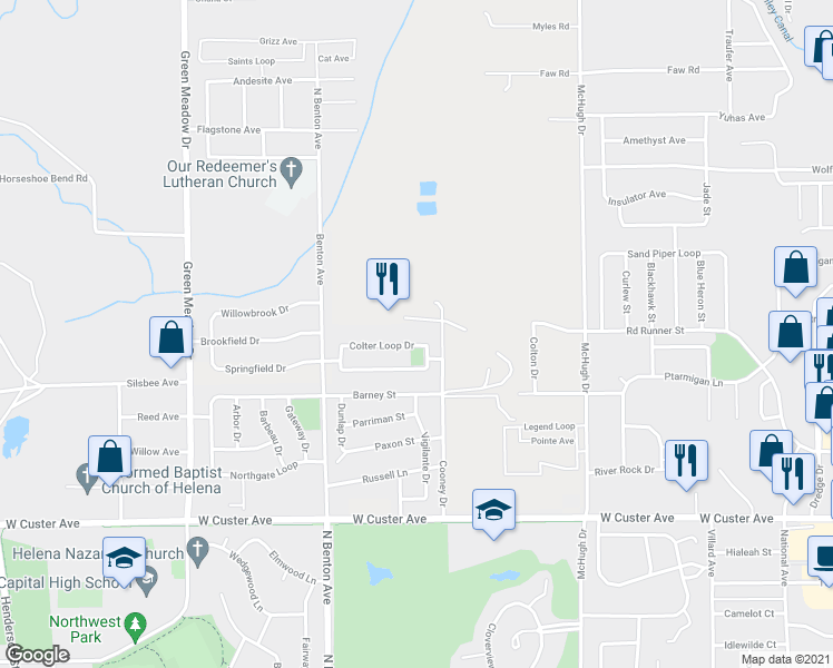 map of restaurants, bars, coffee shops, grocery stores, and more near 28 Colter Loop Drive in Helena