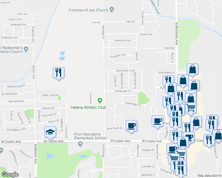 map of restaurants, bars, coffee shops, grocery stores, and more near 9 Sand Piper Loop in Helena