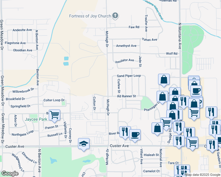 map of restaurants, bars, coffee shops, grocery stores, and more near Road Runner Street in Helena