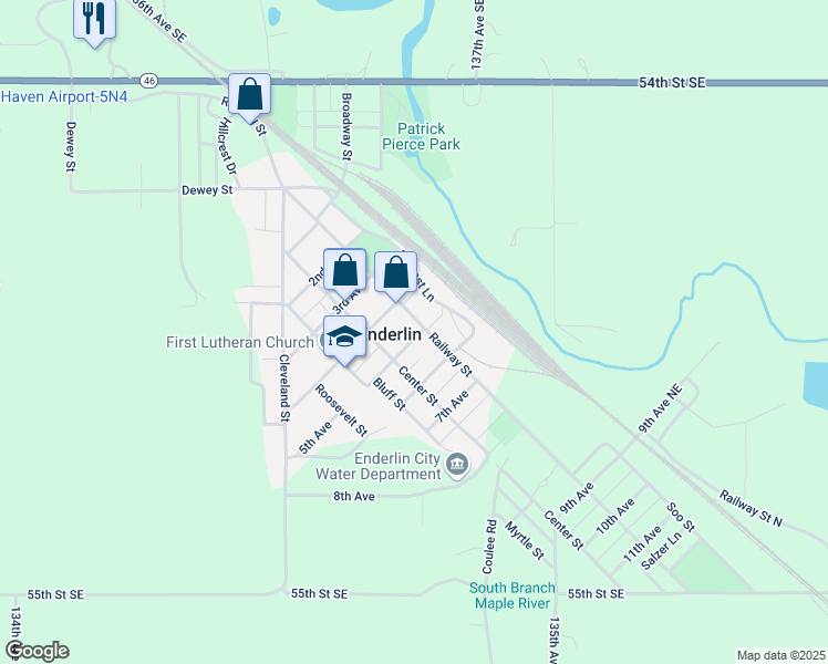 map of restaurants, bars, coffee shops, grocery stores, and more near in Enderlin
