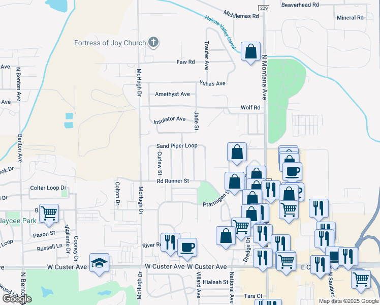 map of restaurants, bars, coffee shops, grocery stores, and more near 3482 Blue Heron Street in Helena