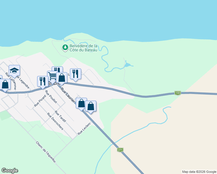 map of restaurants, bars, coffee shops, grocery stores, and more near 5950 Rue Principale in Sainte-Croix