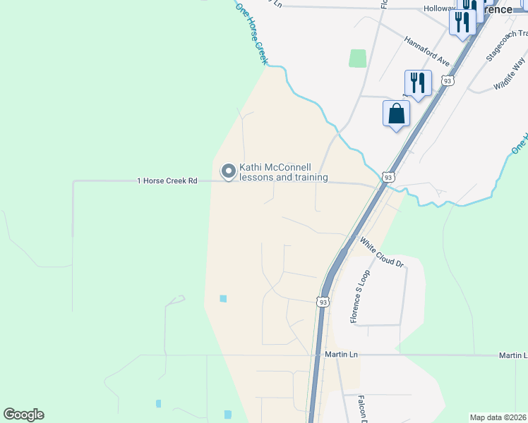 map of restaurants, bars, coffee shops, grocery stores, and more near 363 1 Horse Creek Road in Florence