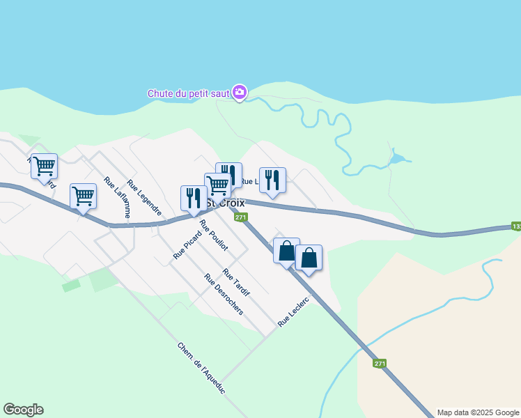 map of restaurants, bars, coffee shops, grocery stores, and more near 6087 Rue Principale in Sainte-Croix