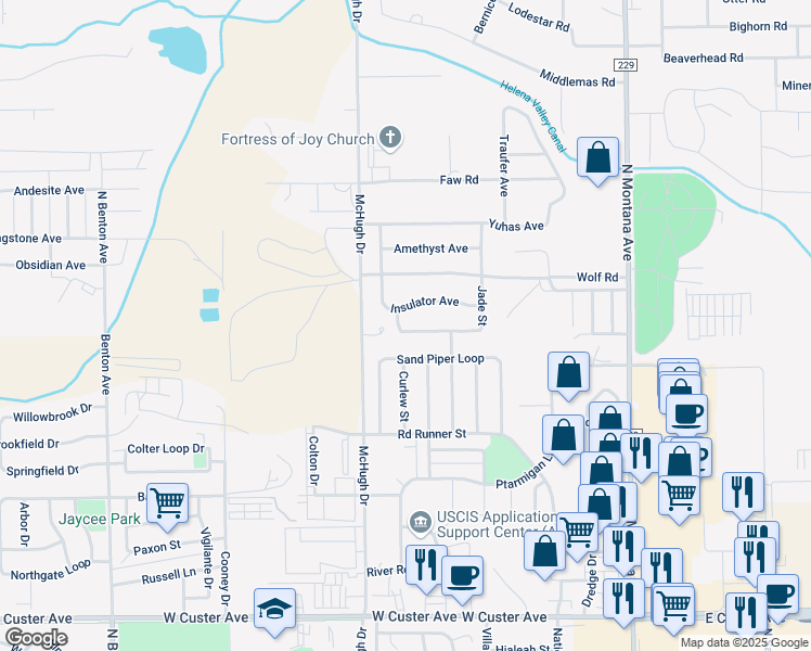 map of restaurants, bars, coffee shops, grocery stores, and more near 710 Jade St in Helena