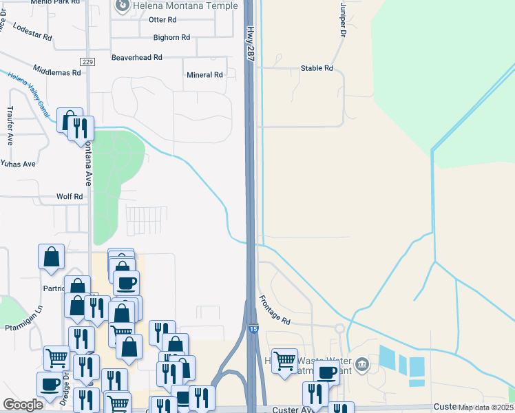 map of restaurants, bars, coffee shops, grocery stores, and more near 3248 Frontage Road in Helena