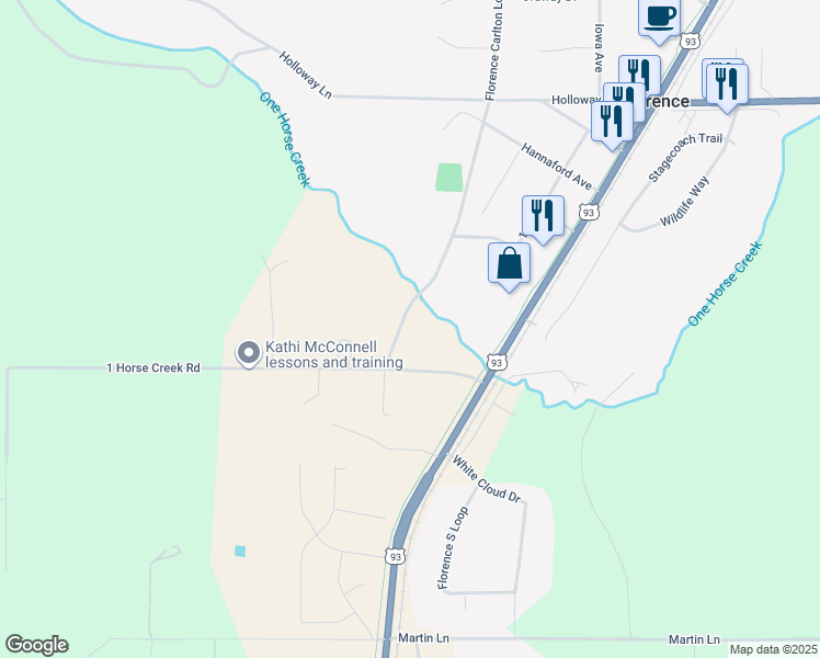 map of restaurants, bars, coffee shops, grocery stores, and more near 5314 Florence Carlton Loop in Florence