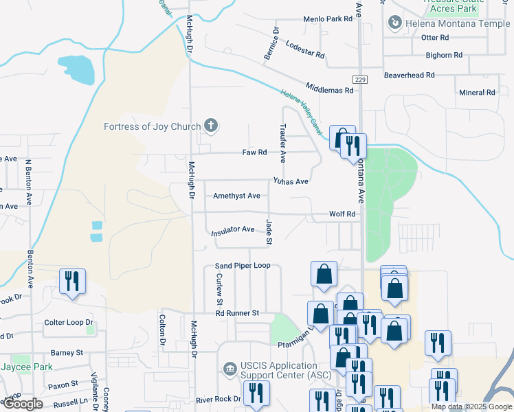 map of restaurants, bars, coffee shops, grocery stores, and more near 970 Wolf Road in Helena