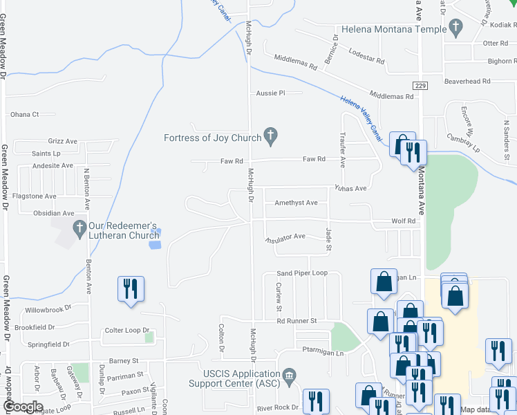 map of restaurants, bars, coffee shops, grocery stores, and more near 739 Insulator Avenue in Helena