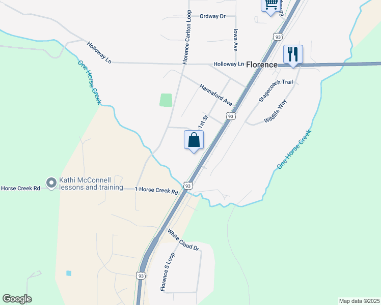 map of restaurants, bars, coffee shops, grocery stores, and more near 5399 U.S. 93 in Florence