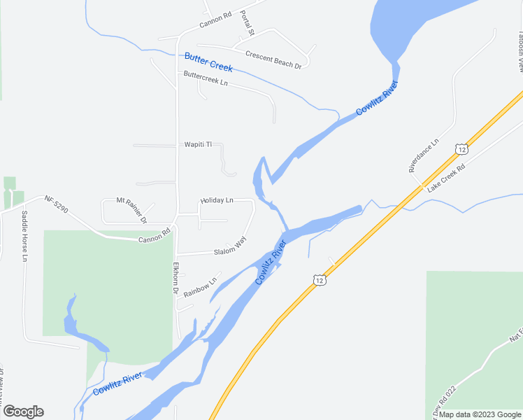 map of restaurants, bars, coffee shops, grocery stores, and more near 158 Slalom Way in Packwood