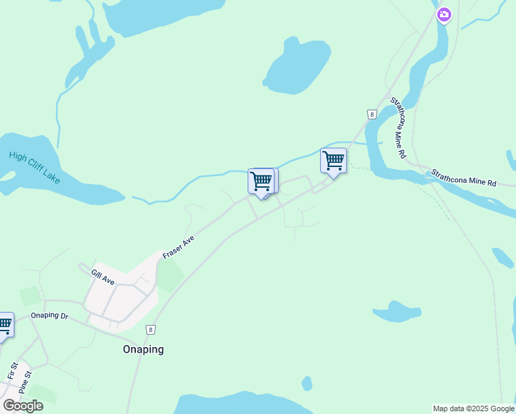 map of restaurants, bars, coffee shops, grocery stores, and more near 8 Saint James Street in Onaping