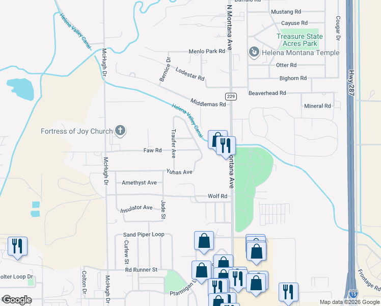 map of restaurants, bars, coffee shops, grocery stores, and more near 3834-3840 Yuhas Ave in Helena