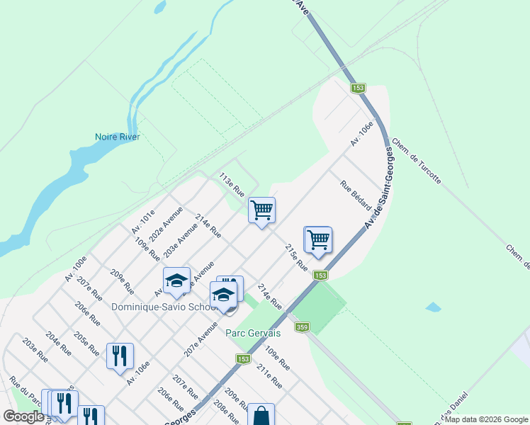 map of restaurants, bars, coffee shops, grocery stores, and more near 710 Rue Alarie in Shawinigan
