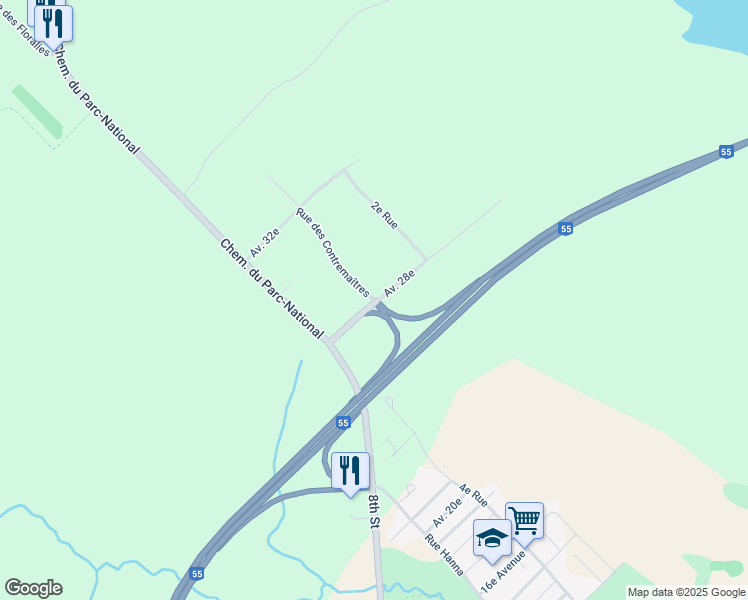 map of restaurants, bars, coffee shops, grocery stores, and more near 3e Rue in Shawinigan
