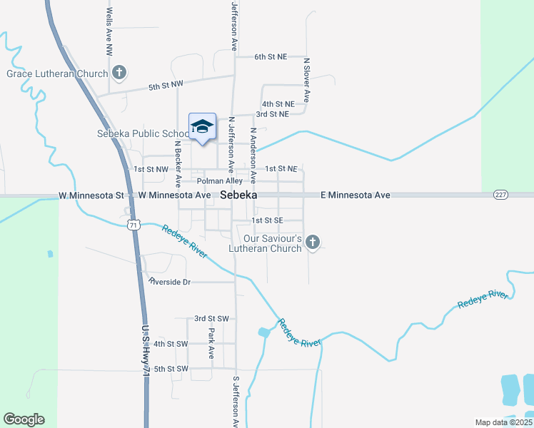 map of restaurants, bars, coffee shops, grocery stores, and more near 11 South Clifford Avenue in Sebeka