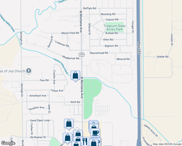 map of restaurants, bars, coffee shops, grocery stores, and more near 3685 County Road 229 in Helena