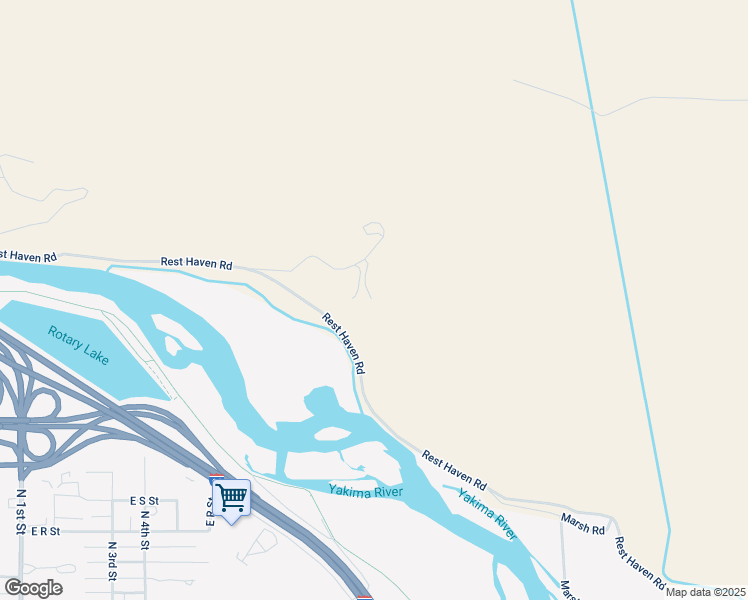 map of restaurants, bars, coffee shops, grocery stores, and more near 937 Rest Haven Road in Yakima