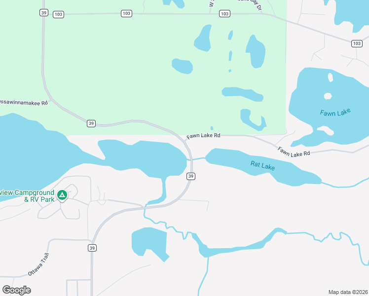 map of restaurants, bars, coffee shops, grocery stores, and more near 32927-32967 County Road 39 in Breezy Point