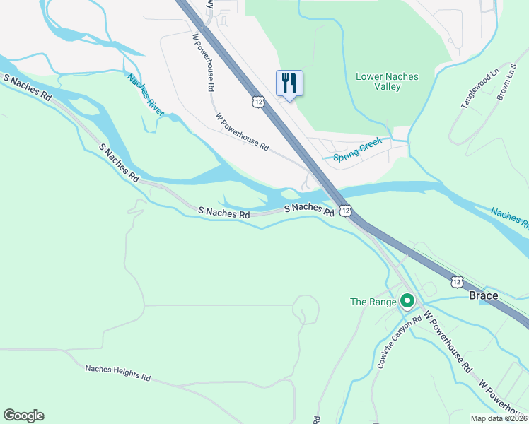 map of restaurants, bars, coffee shops, grocery stores, and more near 577 South Naches Road in Yakima