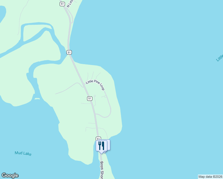 map of restaurants, bars, coffee shops, grocery stores, and more near 46173 Little Pine Loop in Perham