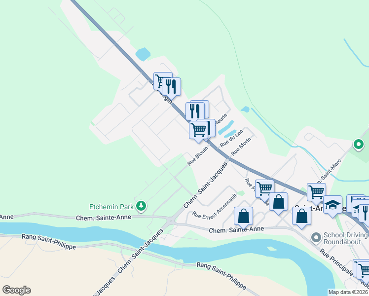 map of restaurants, bars, coffee shops, grocery stores, and more near 12 Rue du Bocage in Saint-Anselme