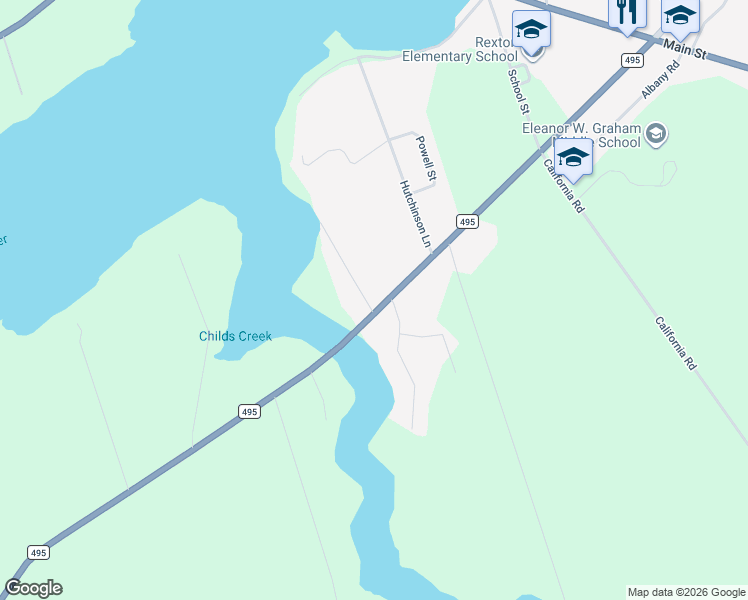 map of restaurants, bars, coffee shops, grocery stores, and more near in Rexton