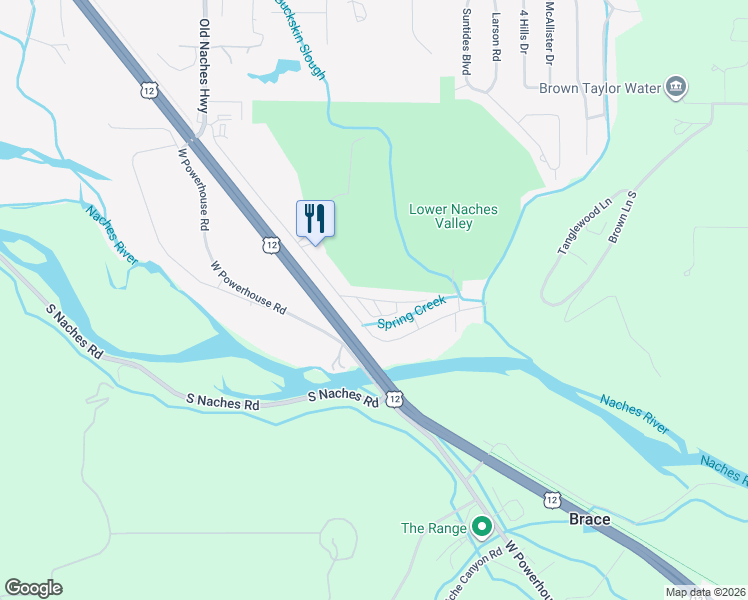 map of restaurants, bars, coffee shops, grocery stores, and more near 600 Pence Road in Yakima