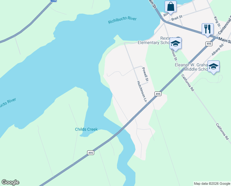 map of restaurants, bars, coffee shops, grocery stores, and more near 24 Normandie Court in Rexton