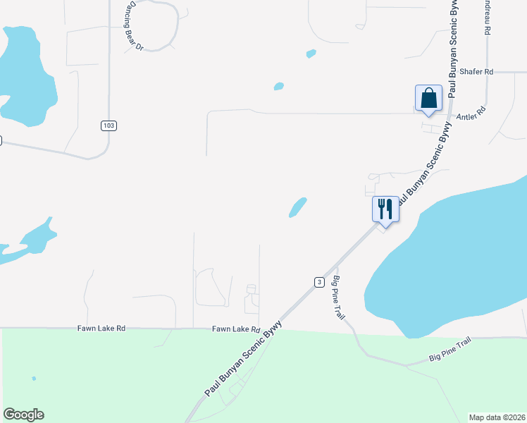 map of restaurants, bars, coffee shops, grocery stores, and more near 33249 Industrial Road in Crosslake