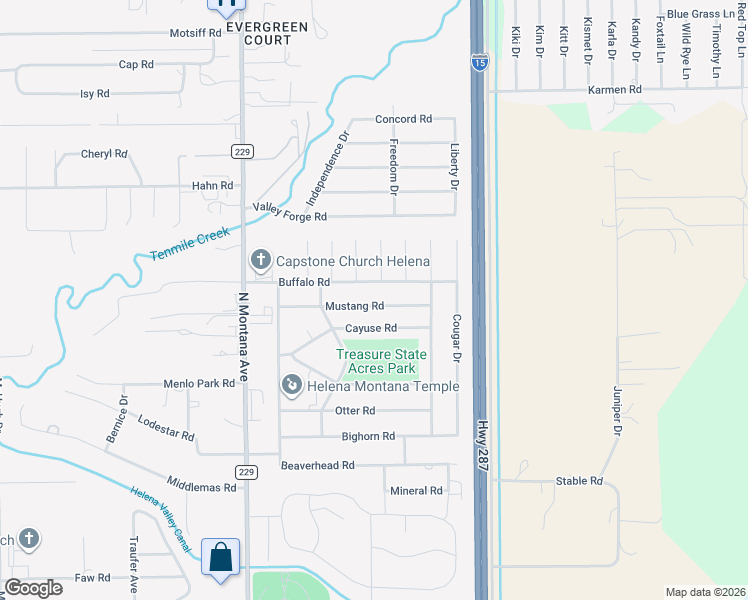 map of restaurants, bars, coffee shops, grocery stores, and more near 1410 Mustang Road in Helena