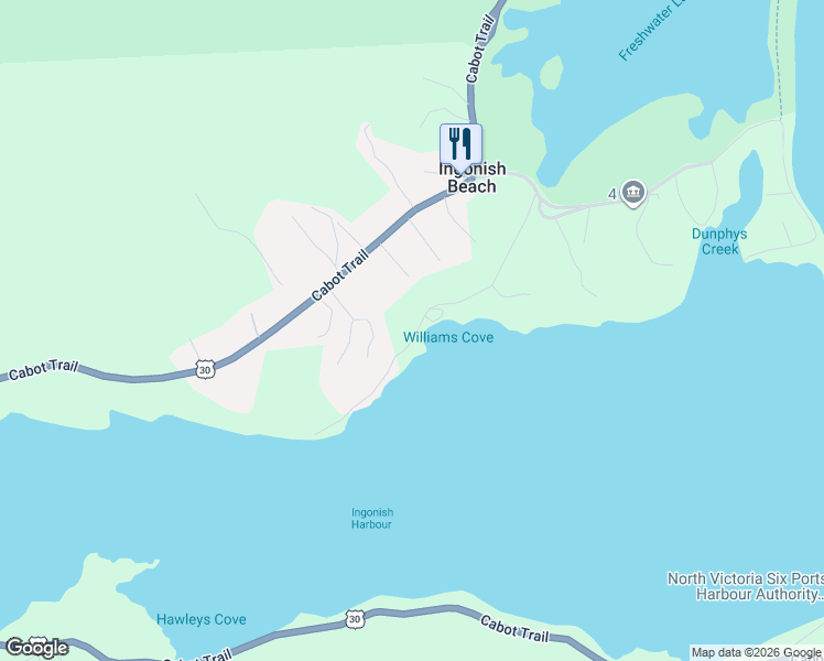 map of restaurants, bars, coffee shops, grocery stores, and more near 51 Ford Road in Ingonish Beach