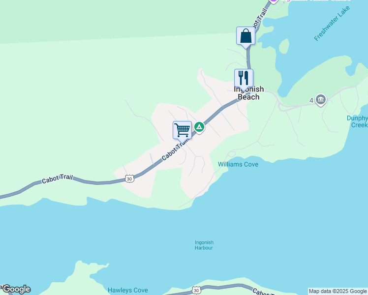 map of restaurants, bars, coffee shops, grocery stores, and more near 37867 Cabot Trail in Ingonish Beach