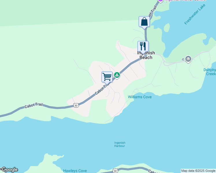map of restaurants, bars, coffee shops, grocery stores, and more near 37867 Cabot Trail in Ingonish Beach