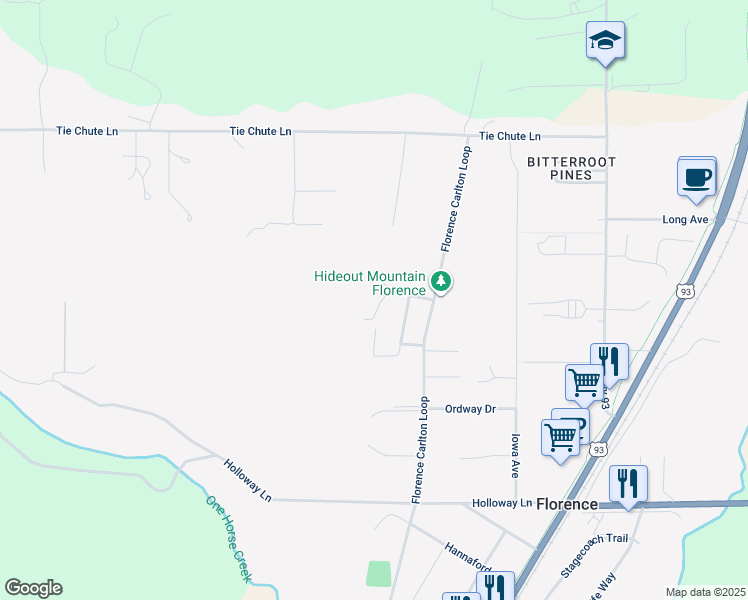map of restaurants, bars, coffee shops, grocery stores, and more near 323 Wickiup Dr in Florence