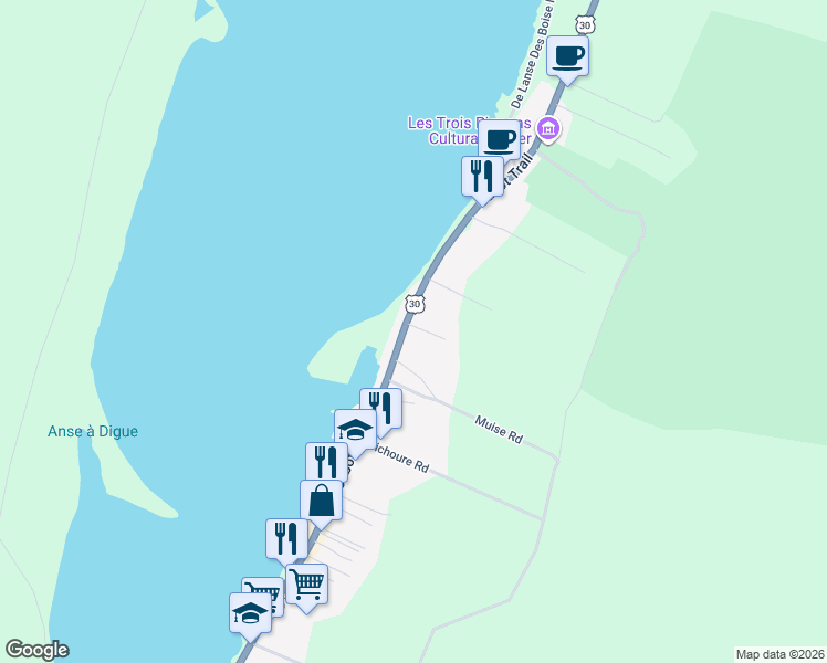map of restaurants, bars, coffee shops, grocery stores, and more near 15472 De Susanne Road in Chéticamp