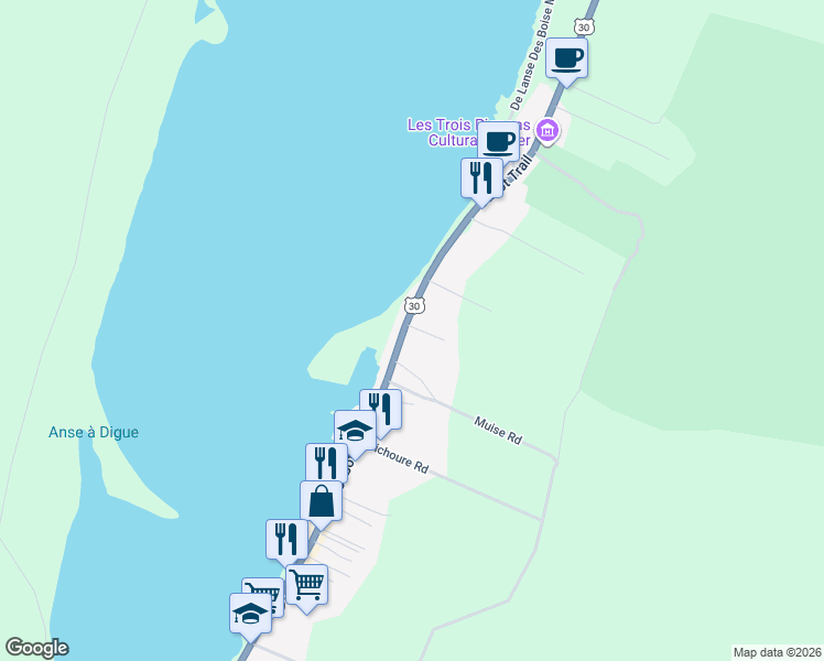 map of restaurants, bars, coffee shops, grocery stores, and more near 15472 Cabot Trail in Chéticamp