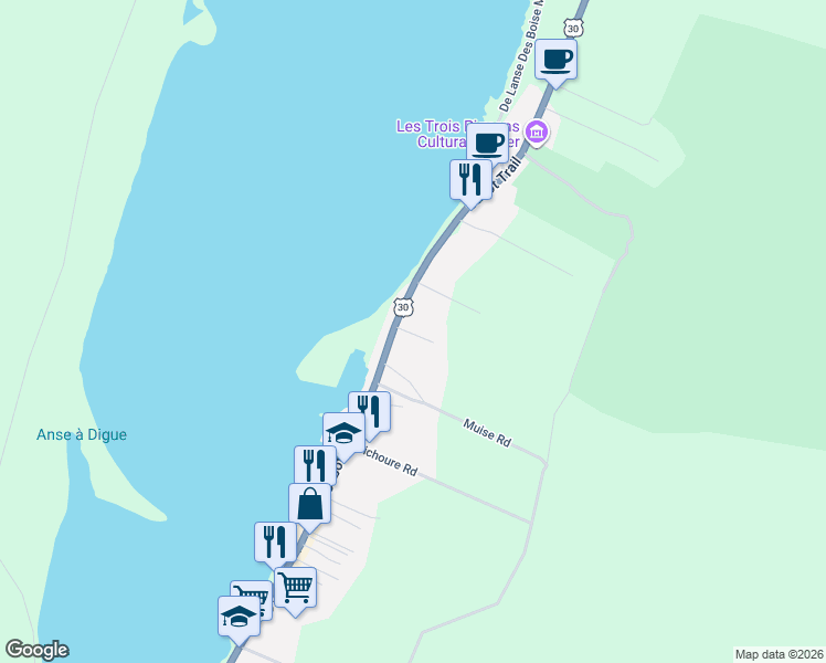 map of restaurants, bars, coffee shops, grocery stores, and more near 15472 De Susanne Road in Chéticamp