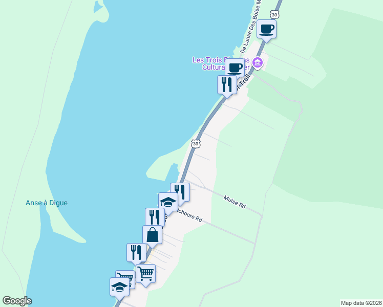 map of restaurants, bars, coffee shops, grocery stores, and more near 15472 Cabot Trail in Chéticamp