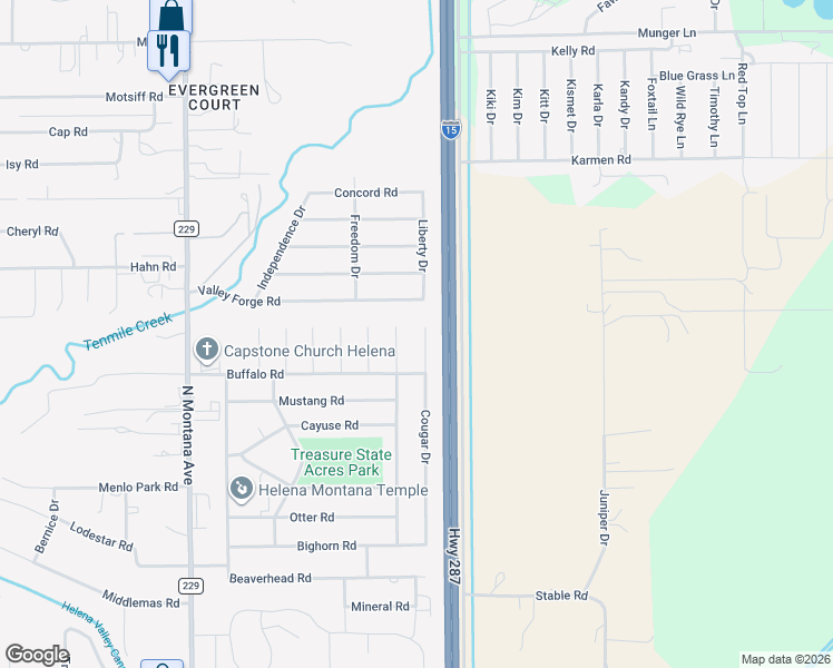 map of restaurants, bars, coffee shops, grocery stores, and more near 4512 Cougar Drive in Helena