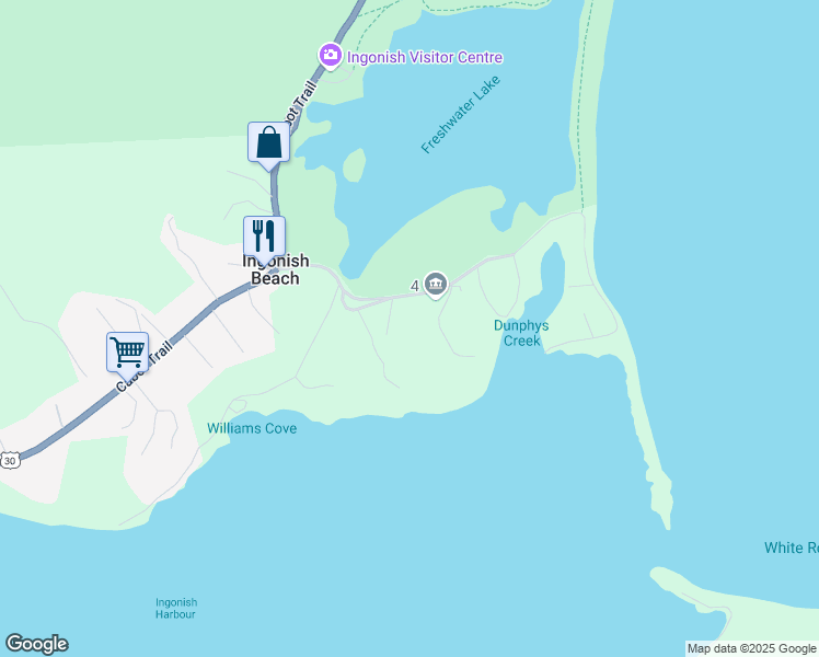 map of restaurants, bars, coffee shops, grocery stores, and more near 20 Youngs Road in Ingonish Beach