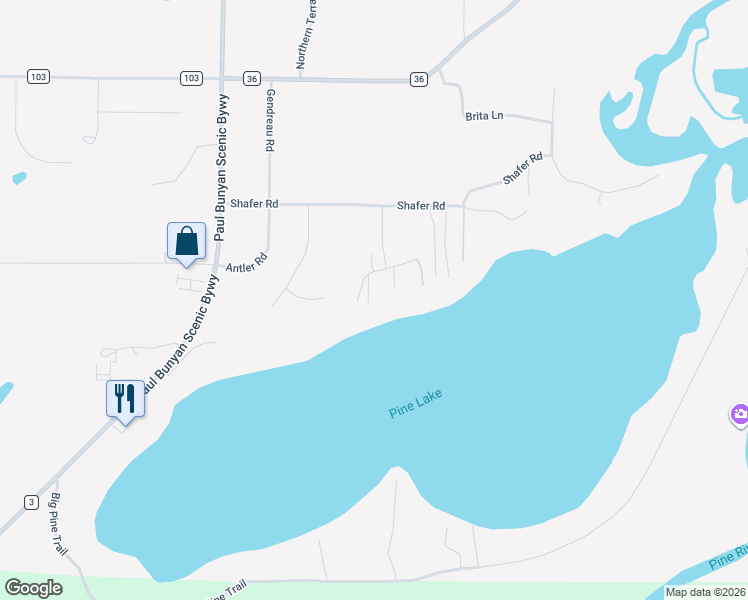 map of restaurants, bars, coffee shops, grocery stores, and more near 14059 Sugarloaf Road in Crosslake