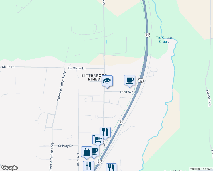 map of restaurants, bars, coffee shops, grocery stores, and more near 5602 Old US Highway 93 in Florence