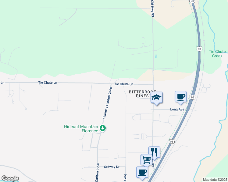 map of restaurants, bars, coffee shops, grocery stores, and more near 287-299 Tie Chute Lane in Florence