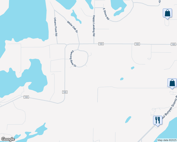 map of restaurants, bars, coffee shops, grocery stores, and more near 33847 Dancing Bear Drive in Crosslake