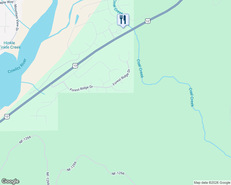 map of restaurants, bars, coffee shops, grocery stores, and more near 106 Timber Trail in Packwood