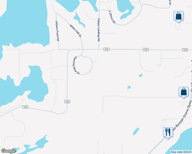 map of restaurants, bars, coffee shops, grocery stores, and more near 33847 Dancing Bear Drive in Crosslake